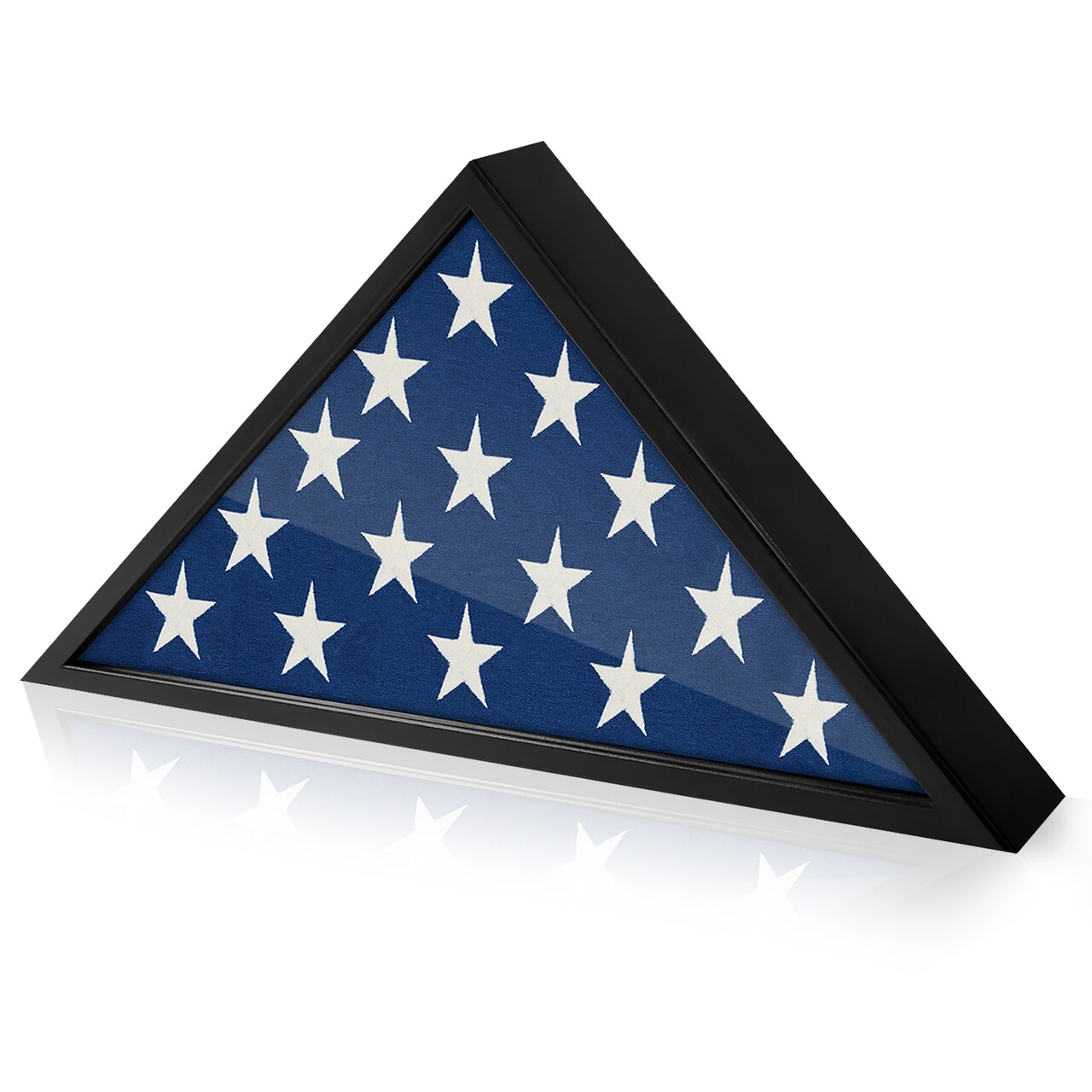 Americanflat Small Flag Display Case for Burial Flag - Fits Folded Flag - Elegant Military Flag Display Case - Plexiglass Cover - Triangle Hanging Hardware - Brown